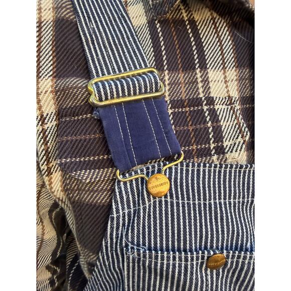 Vtg Sears Bib Overalls 40x30 Hickory Striped Railroad Toughskins Union Made USA - Picture 5 of 16